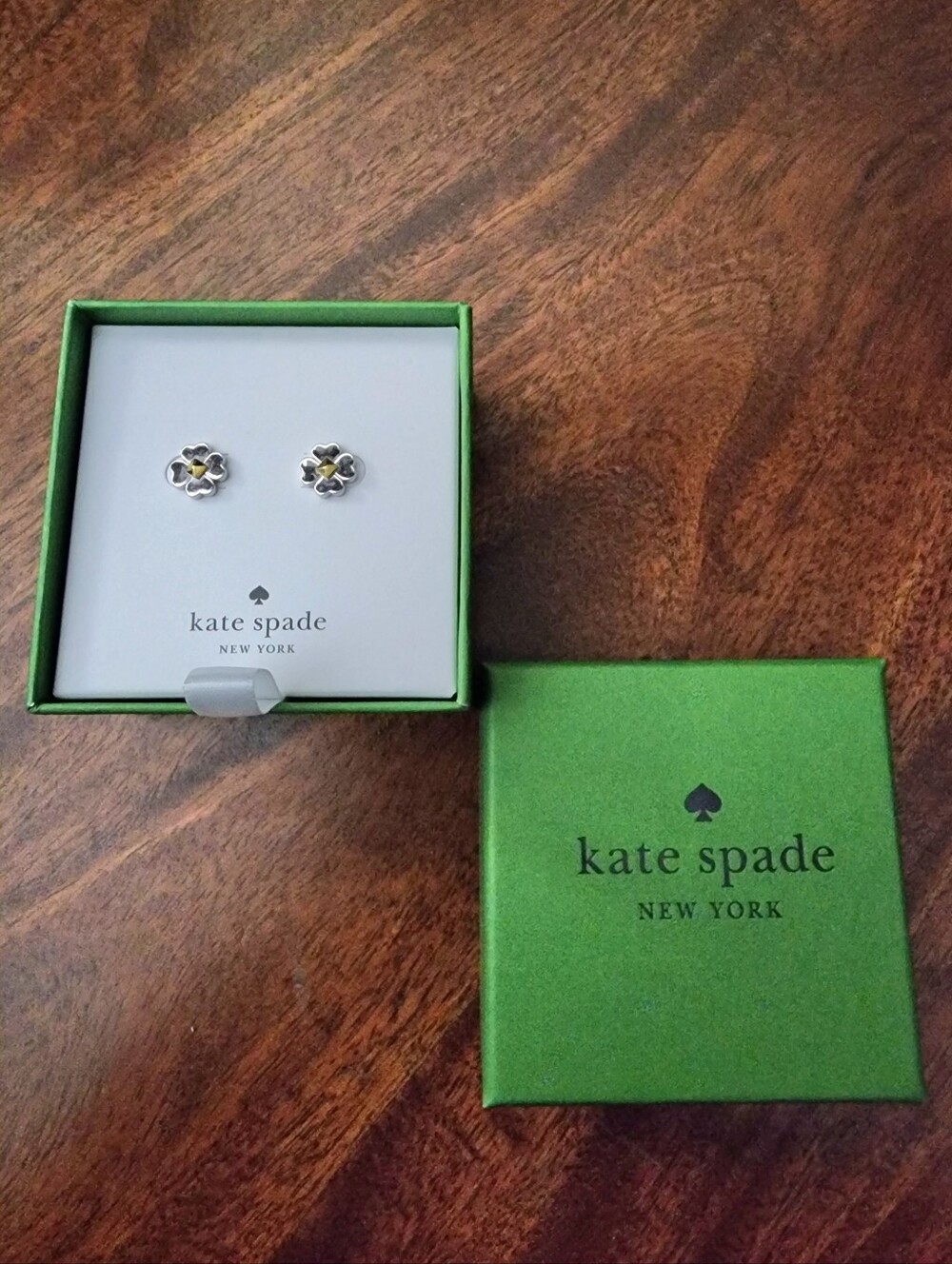 Kate Spade Silver Stud Earrings with Gold Centers